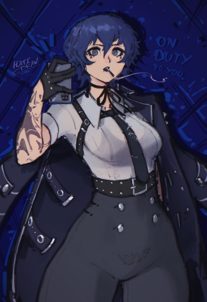 HatiDraw's tweet photo. Goth Naoto work outfit💙

#Persona4Golden https://t.co/mhCUk1N6U7
