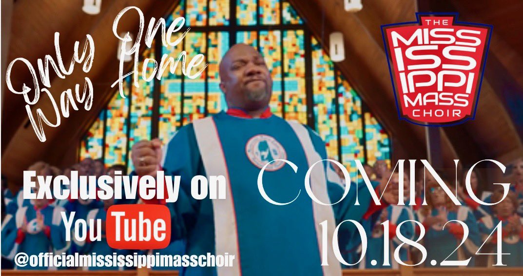 themsmasschoir's tweet photo. New Video🚨 “Only One Way Home”!! Watch it LIVE with us October 18!!!!🔺Subscribe to our YouTube channel (@officialmississippimasschoir) and click the NOTIFICATION button!🔔 #MassNation 💙❤️
*LINK in Bio*
#OneWayHome #MSMassChoir #Casso #Malaco #WeStillBelieve #PaulPorter https://t.co/qDjQx5QKA1