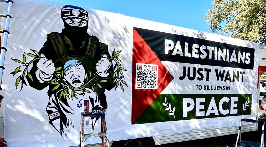 WascallyWest's tweet image. They thought it was ok to celebrate the anniversary of October 7. We went to show them it was not.