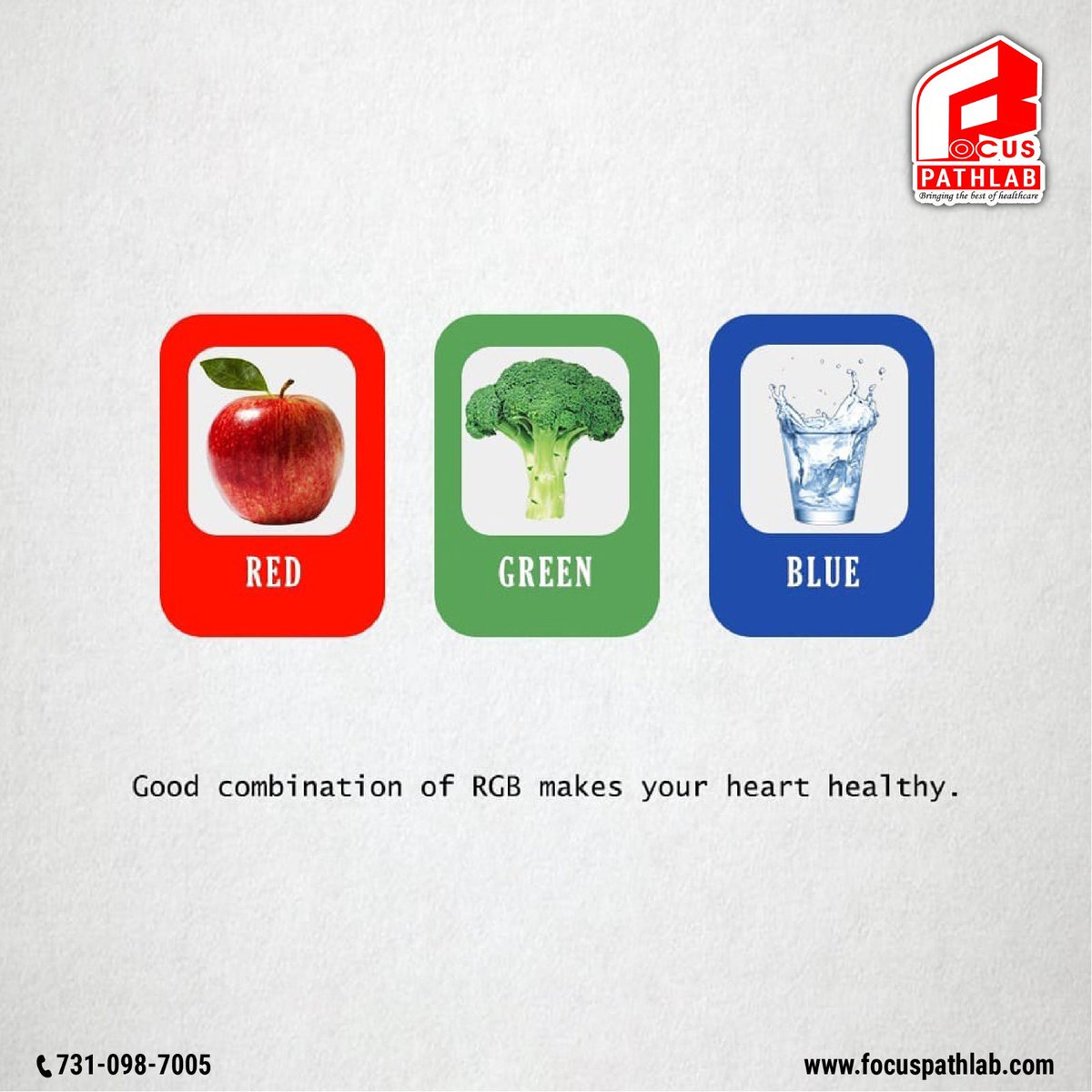 FocusPathlab's tweet photo. Not all foods make you healthy….
——————————————————
But the right combination can! 🍎🥦💙
Incorporating a mix of Red, Green, and Blue foods & drinks into your diet can do wonders for your heart health. 🫀✨ 
Think of vibrant berries, fresh greens, and wholesome fruits. It’s all about balance and color in every meal!

For home sample collection, appointments, or a Full Body check-up, ☎️ 7310987005.

Stay healthy with Focus Pathlab. 🌱

#HeartHealth #EatTheRainbow #HealthyLiving #FocusPathlab #FullBodyCheckup #WellnessJourney