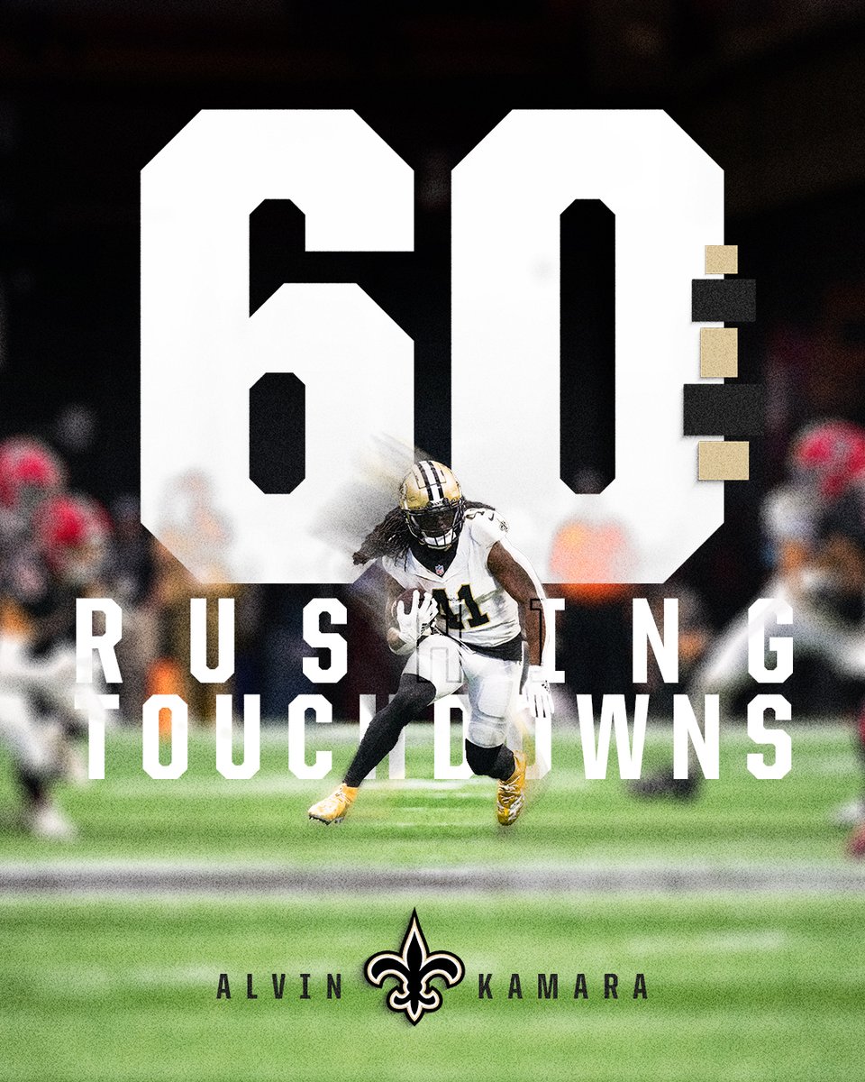 Saints's tweet photo. 60 career rushing TDs for the legend Alvin Kamara ⚜️

#Saints https://t.co/ikPg4qnNe0