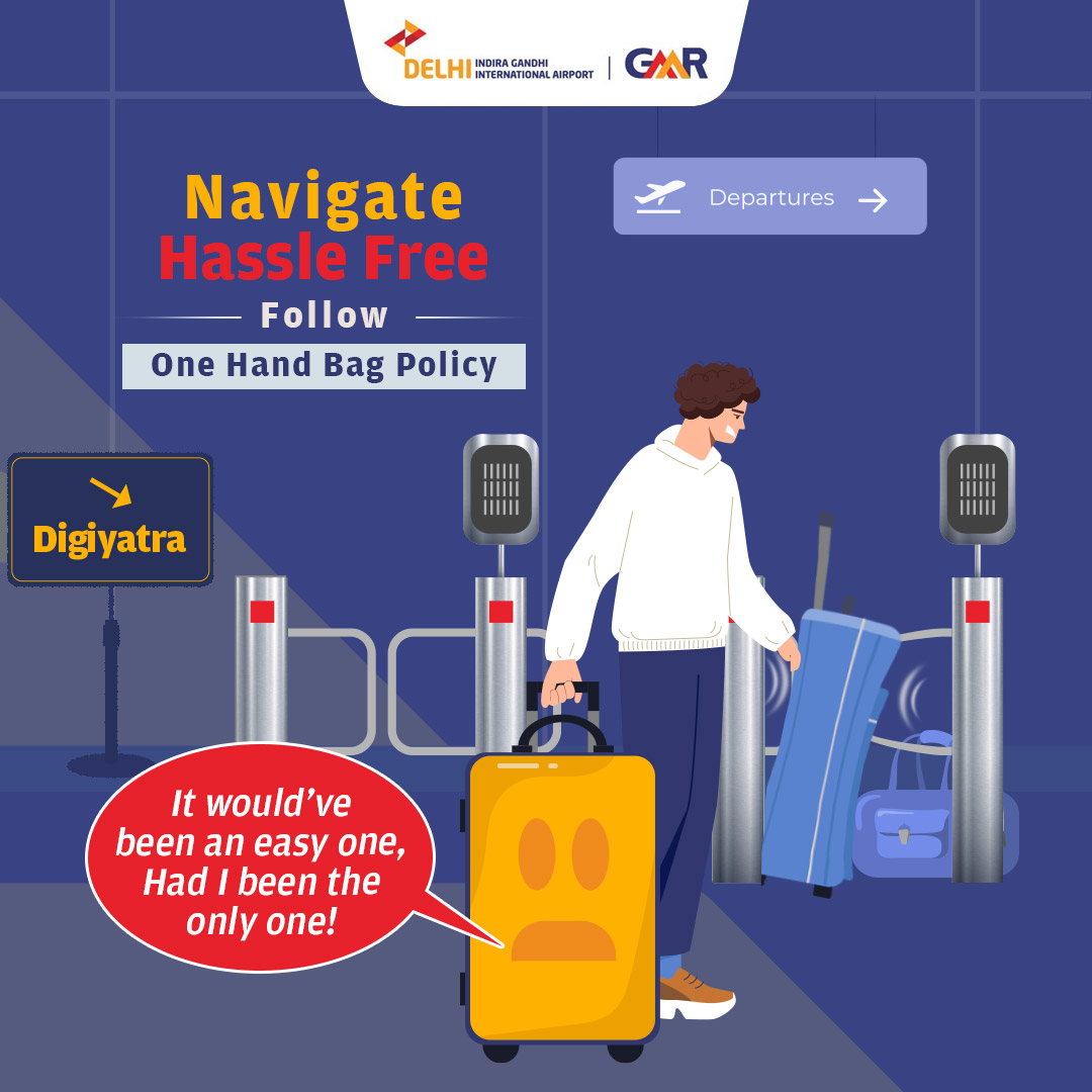 DelhiAirport's tweet photo. Glide through #DigiYatra e-gates with ease! ✈
Follow #OneHandbagPolicy at #DelhiAirport for a seamless entry. Skip the hassle and save time. One handbag is all it takes to take off!
#BeTheSmartTraveller #DELairport https://t.co/2ZwRTaKMYW