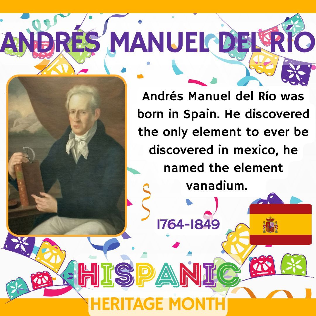 In our observance of Hispanic Heritage Month, we honor the accomplishments of Hispanic STEM professionals. Today, we shine a light on Andrés Manuel Del Río's remarkable achievements. Follow along to expand your knowledge! #HispanicHeritageMonth #InspiringMinds @bburghsbruins