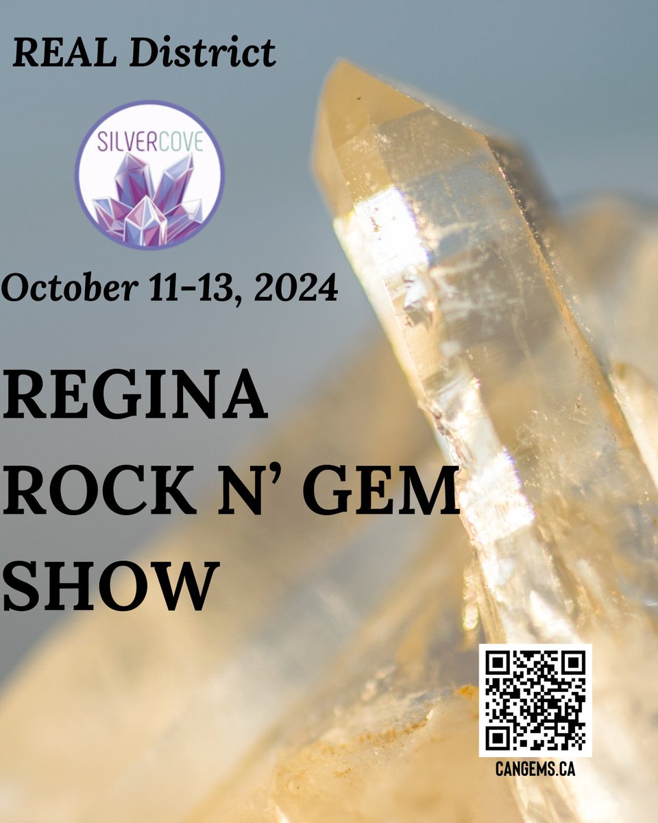 Today is the last Day of the Regina Rock N' Gem Show so come experience the Ultimate Gem and Mineral Extravaganza
Open today from 10am-5pm 

#Regina #reginaevents #reginarockngem #reginaexhibitionplace
#silvercove #Cangems #realdisctrict #reginaexhibitionassociation