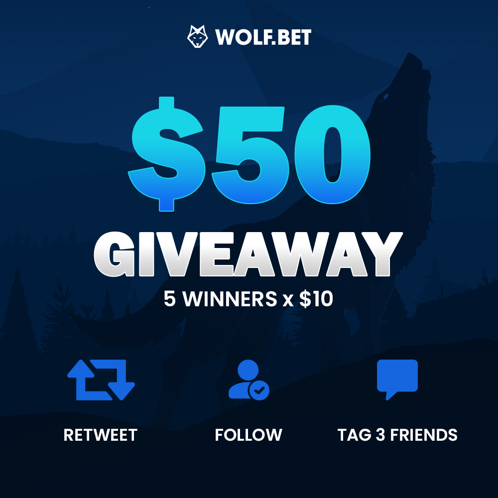 $50.00 GIVEAWAY! 🥳

✅ Like &amp; Retweet
✅ Follow <a href="/wolfdotbet/">WOLFBET</a> 
✅ Tag 3 Friends

Good luck 🍀