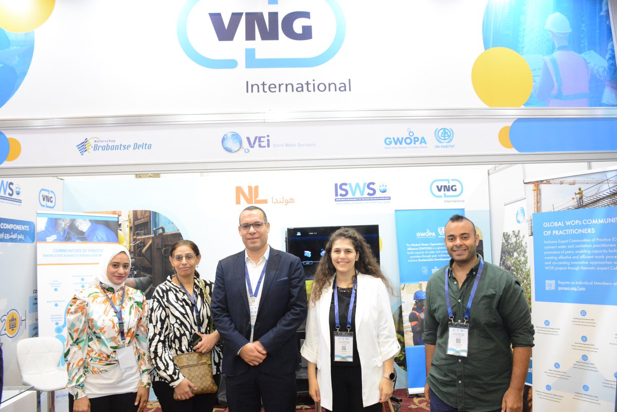 gwopa's tweet photo. Honored to welcome Prof. Hani Sewilam, Egypt's Minister of Water Resources, and Sayed Ismail, Deputy Minister of Infrastructure, to the GWOPA and partners @DutchVei @VNGi   booth at #CairoWaterWeek 2024. 

➡️Visit us to learn how #WOPs support sustainable water management! https://t.co/OjVLe0Rfbx