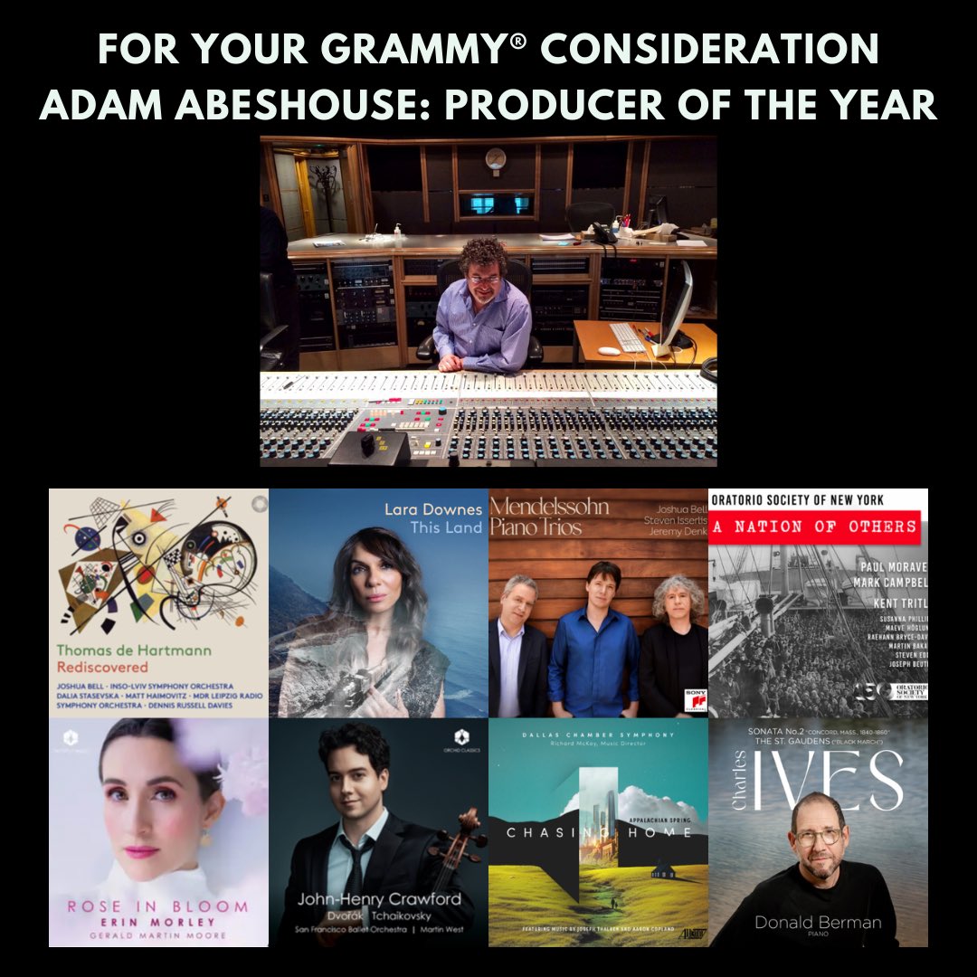 Our beloved Adam spent the final year of his life making beautiful things, including these recordings which reflect his extraordinary passion &amp; brilliance.
You can listen to them at classicalrecfound.org/for-your-consi…

For your GRAMMY® consideration: 
💙ADAM ABESHOUSE: PRODUCER OF THE YEAR💙