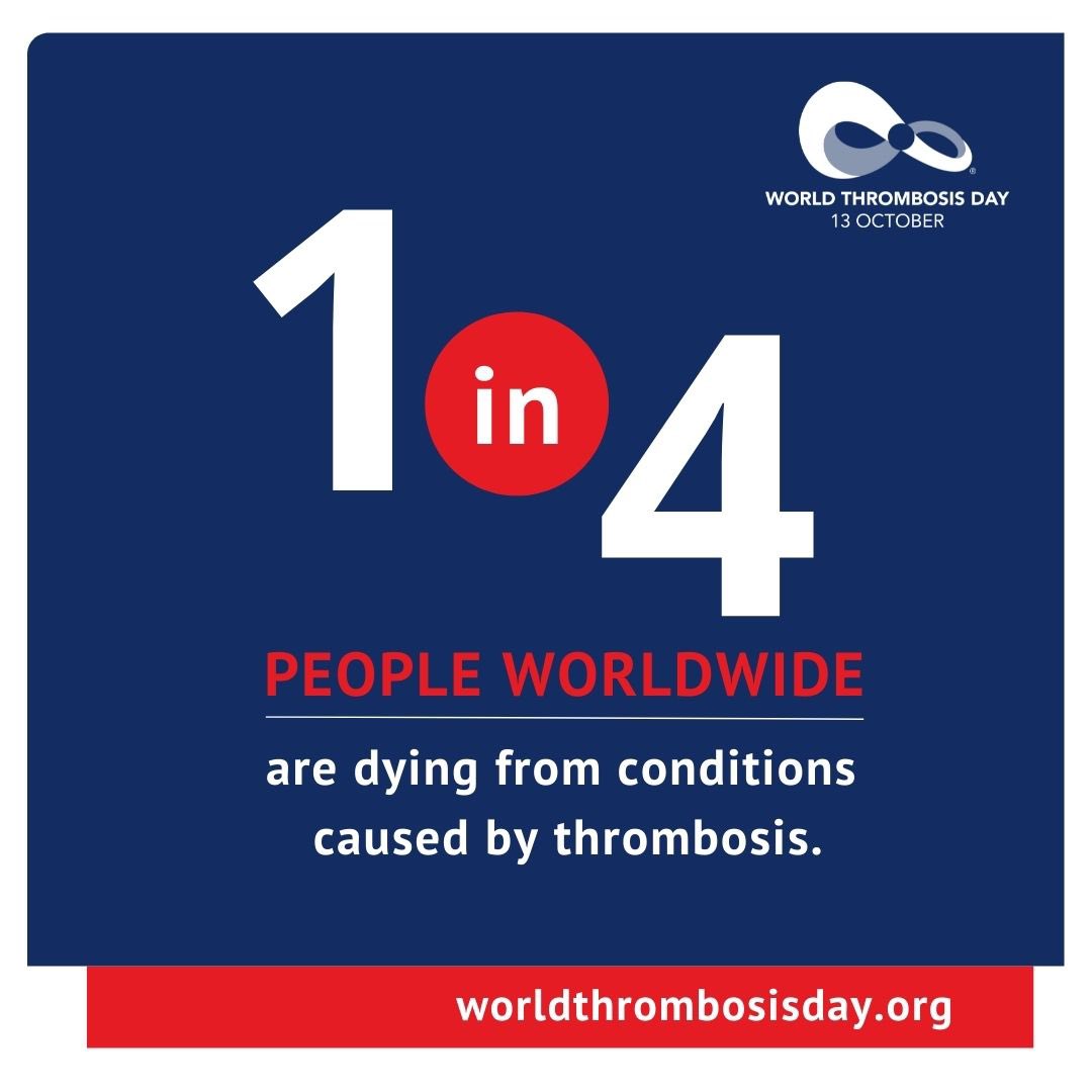 Today is #WorldThrombosisDay! Thrombosis can affect anyone, anywhere, at any age. Understanding the risks and signs of blood clots is crucial for prevention. Join us in raising awareness and supporting research for better patient outcomes. Together, we can save lives! 🌍