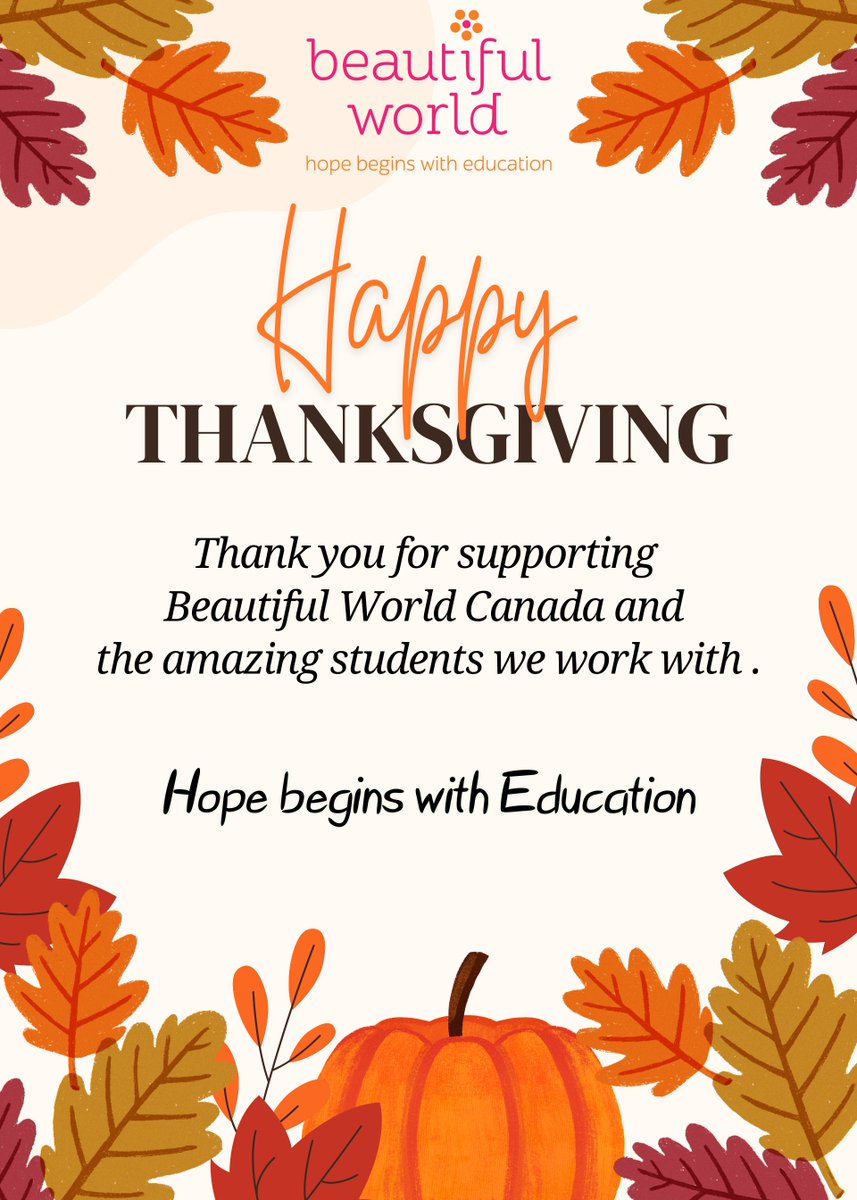 This Thanksgiving, we are grateful for your unwavering support, which empowers amazing students and enriches their educational journeys. Together, we're making a meaningful difference. Thank you for being part of this beautiful mission! ✨#EducateHerEmpowerHer #EducationMatters