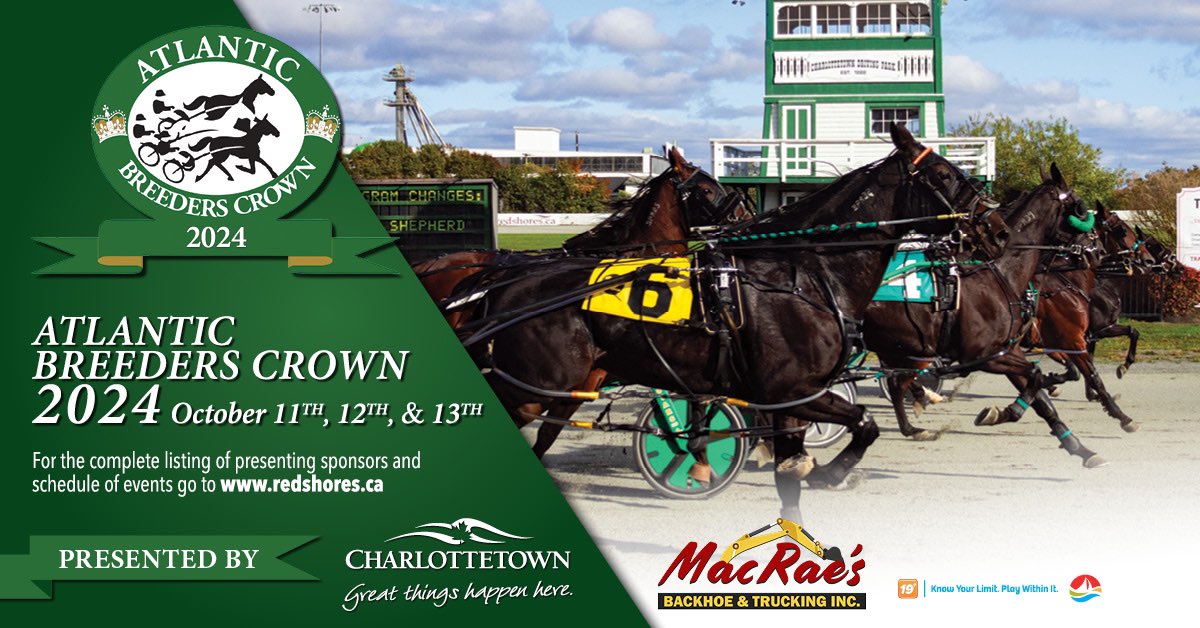 The Atlantic Breeders Crown Weekend of Champions wraps up today at the Charlottetown Driving Park! Post time for the 2024 Atlantic Breeders Crown Finals is 12:30pm. 🐎🏆