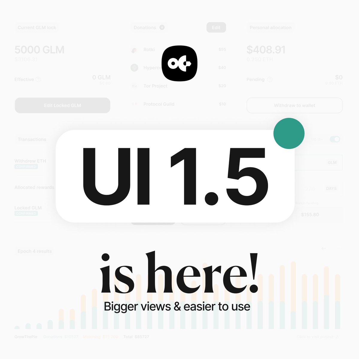 🚨Starting our Sunday with our Epoch 5 Allocation Window 🚨

anddddd 🥁🥁🥁🥁

our BIGGEST redesign yet. Say hello to Octant 1.5 🥳🥳🥳

If you’ve been on our app, you’ll see it looks sooo much swankier. So here’s the tldr: 

➡️ We’ve got a brand- new desktop UI 

➡️ We’ve