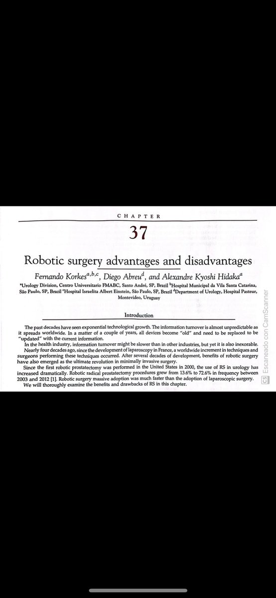 Agradecido al Dr. Stenio por la oportunidad de participar en este excelente libro “Handbook of Robotic Surgery” Todo lo que hay que saber por especialidad. <a href="/StenioZequi/">Stenio Zequi</a>, <a href="/larcg_org/">LARCG</a>, <a href="/MedBotSurgical/">MedBot</a>.