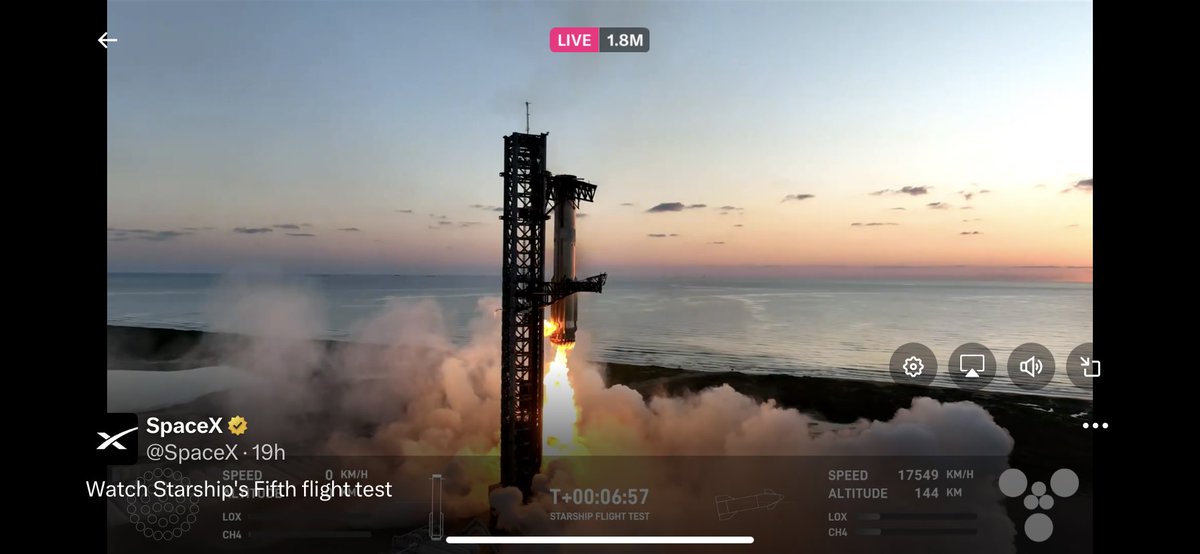 aschwabe4's tweet photo. Amazing @SpaceX! I can’t believe only 1.8 million people watched it live on X. History being made. So far I’m 5/5 on watching launching live on TV. https://t.co/9T8xOFVTva