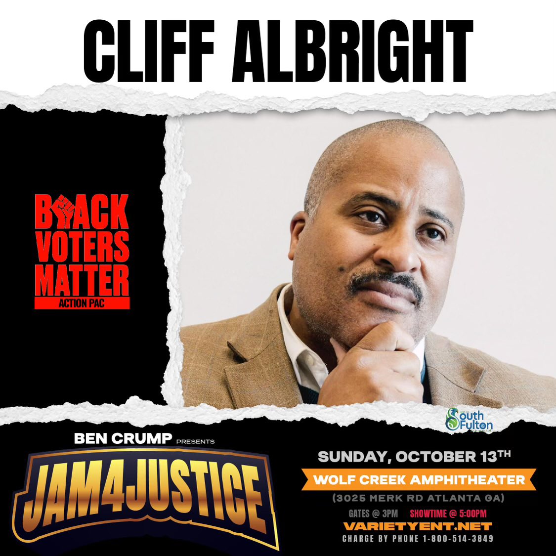 MsLaToshaBrown's tweet photo. Join us TODAY at Wolf Creek! We have partnered with Attorney Ben Crump to host a Jam 4 Justice concert tonight in South Fulton at 6pm. @BVMActionPAC https://t.co/mMGExFO1uP