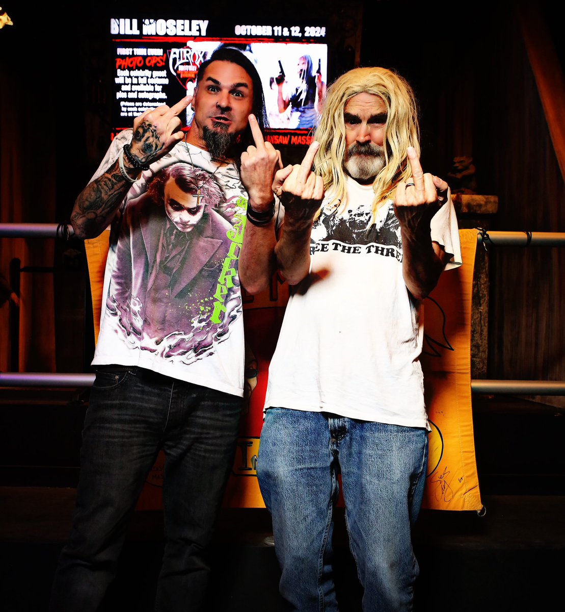 IkabodKrayne13's tweet photo. Truly an honor to meet you @choptopmoseley ! You are a true horror icon brother! Totally was digging the Otis get up. I wish I just had more time to chat with u about stuff! Anyway, I really hope u enjoy the  “Ikabod Krayne” merch I gave ya. Rock on brother! Till next time🤘🏼 https://t.co/JiABe1Jt20