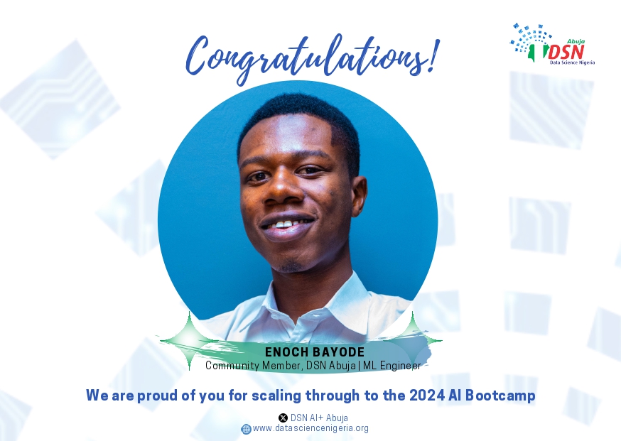AbujaDsn's tweet image. Presenting our amazing community members who made it to the DSN AI Bootcamp final. 🌟 
 
Huge congratulations!!!!! 👏    

We’re all cheering y&apos;all as you represent the Abuja DSN Community at the 2024 DSN AI Bootcamp.

#DSNAIBootcamp2024 
#DataScienceNigeria 
#DSNXMicrosoftNG