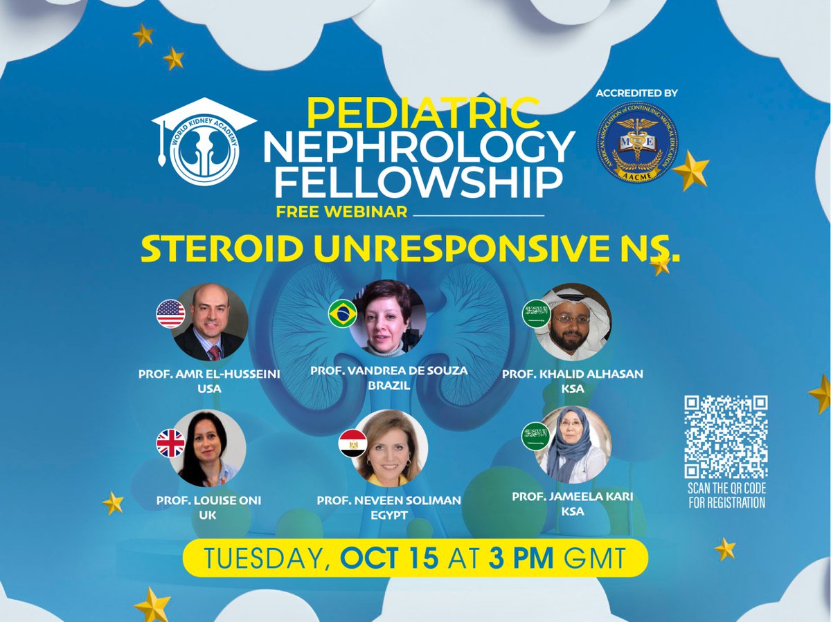 Exciting Announcement, Mark Your Calendar!
Join us for an insightful Free Webinar "Steroid Unresponsive Nephrotic Syndrome (NS)".
 Date: Tuesday15th October 2024
 Time: 3:00 PM GMT
Apply now to receive the zoom link: 
bit.ly/4fhJBBh