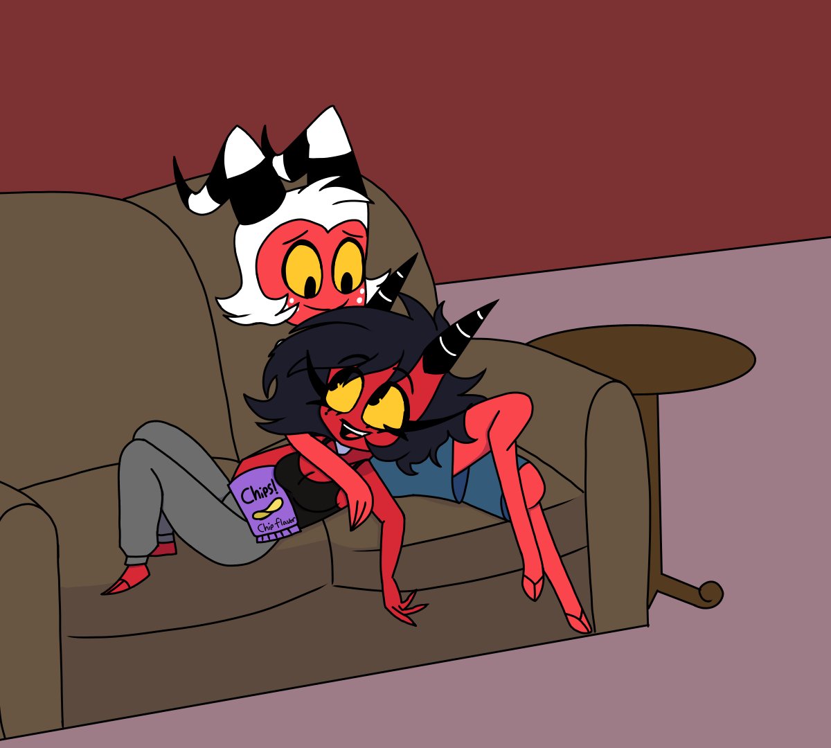 FroggyLover204's tweet photo. M&amp;M week day 7! Last day is Moxxie and Millie relaxing on the couch together and having a lazy day
#Moxxie #Millie #MillieAndMoxxieWeek2024 https://t.co/fiHWgVZznq