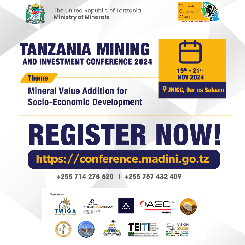 MadiniTanzania's tweet photo. Join Tanzania’s Top Mining &amp; Investment Event!

Connect with 1,500+ leaders and 75+ investors exploring Africa’s mining potential.
Register Now for the Tanzania Mining &amp; Investment Conference 2024! Limited spots available.

Register Today