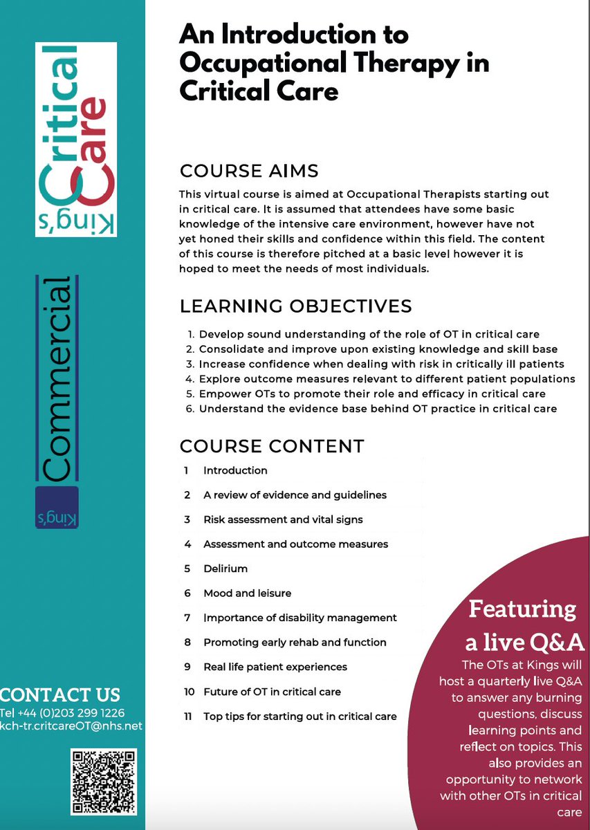King's Commercial (@kchmanagement) on Twitter photo *An Introduction to Occupational Therapy in Critical Care*
The Critical Care Occupational study day programme, via <a href="/kchccuot/">Critical Care OT Kings College Hospital</a>, is aimed at Occupational Therapists starting out in critical care.
Enrol, and further information:
eventbrite.co.uk/e/an-introduct…
#OccupationalTherapy *An Introduction to Occupational Therapy in Critical Care*
The Critical Care Occupational study day programme, via <a href="/kchccuot/">Critical Care OT Kings College Hospital</a>, is aimed at Occupational Therapists starting out in critical care.
Enrol, and further information:
eventbrite.co.uk/e/an-introduct…
#OccupationalTherapy