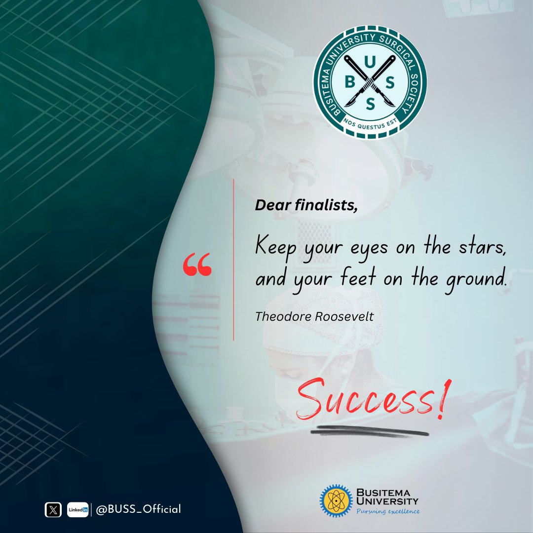 Extending warm wishes to MBChB V and BNS IV in their final exams. 
Plus blessings there after. <a href="/ASOU_Official/">Association of Surgeons of Uganda (ASOU)</a> <a href="/BusitemaUni/">Busitema University</a> <a href="/BunsaBusitema/">BUNSA</a> <a href="/bumesa0001/">BUMESA</a> <a href="/KUSSOfficial_24/">Kabale University Surgical Society</a> <a href="/cosecsa/">COSECSA</a>