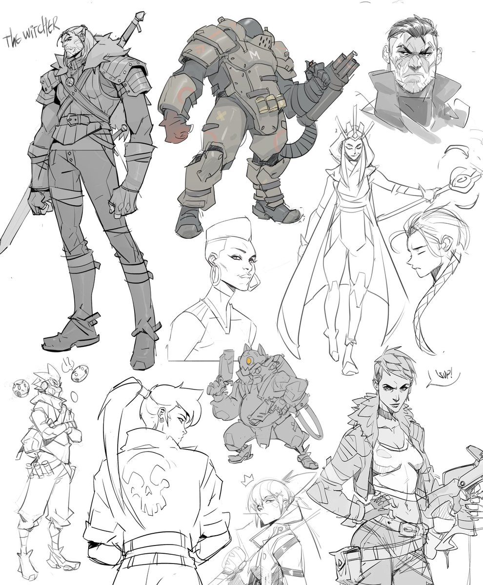 Hichamhabchi's tweet photo. Sketches 1, 2, and 3 compiled 🙃! 
It's maybe time for a new sketchbook 😗 #characterdesign #artbook #conceptart https://t.co/QoKbn4kwDk
