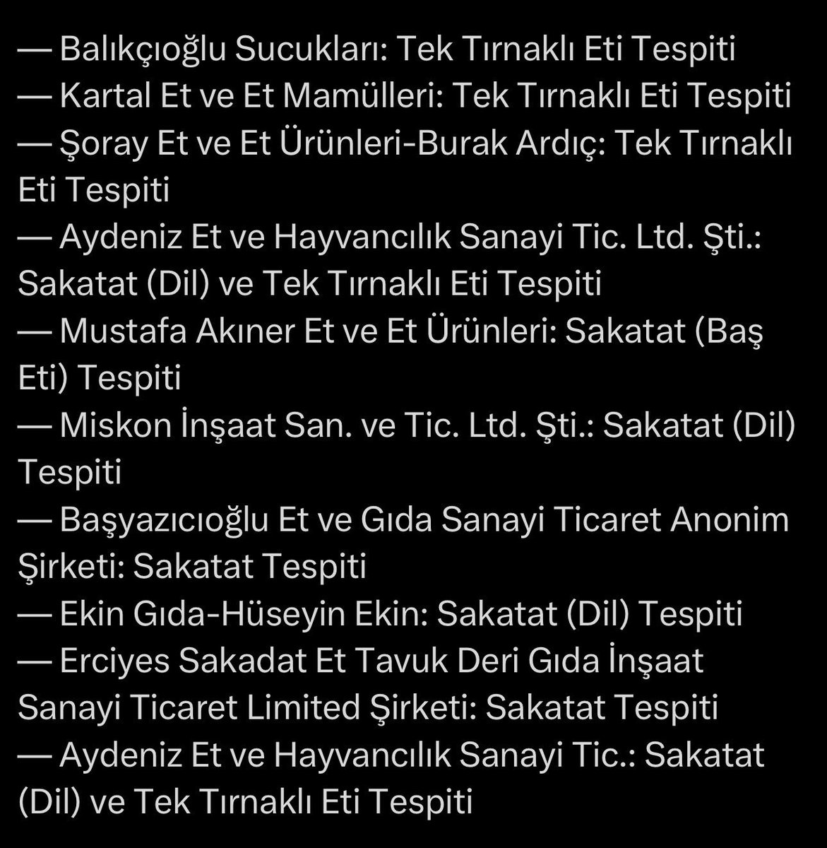 🔺 Bakanlık, marketlerde dana sucuk diyerek tek tırnaklı eti ve sakatat satan firmaları ve hileli süt, yoğurt, tereyağı ve peynir markaları açıkladı!!!