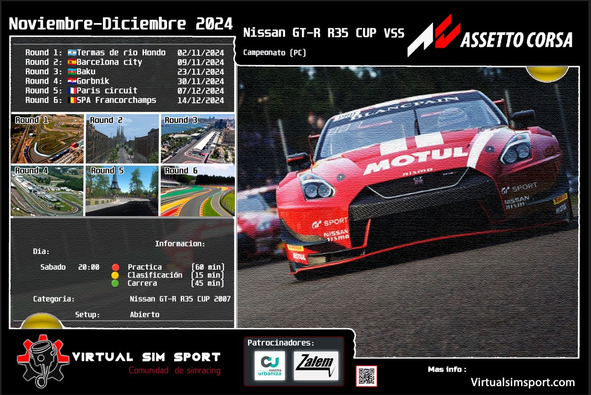 VirtualSimSport's tweet image. Proximo Campeonato en Assetto Corsa en VSS..... mas info en nuestra web: virtualsimsport.com