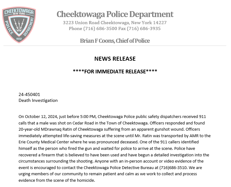 Cheektowaga Police (@cpdnyinfo) on Twitter photo 