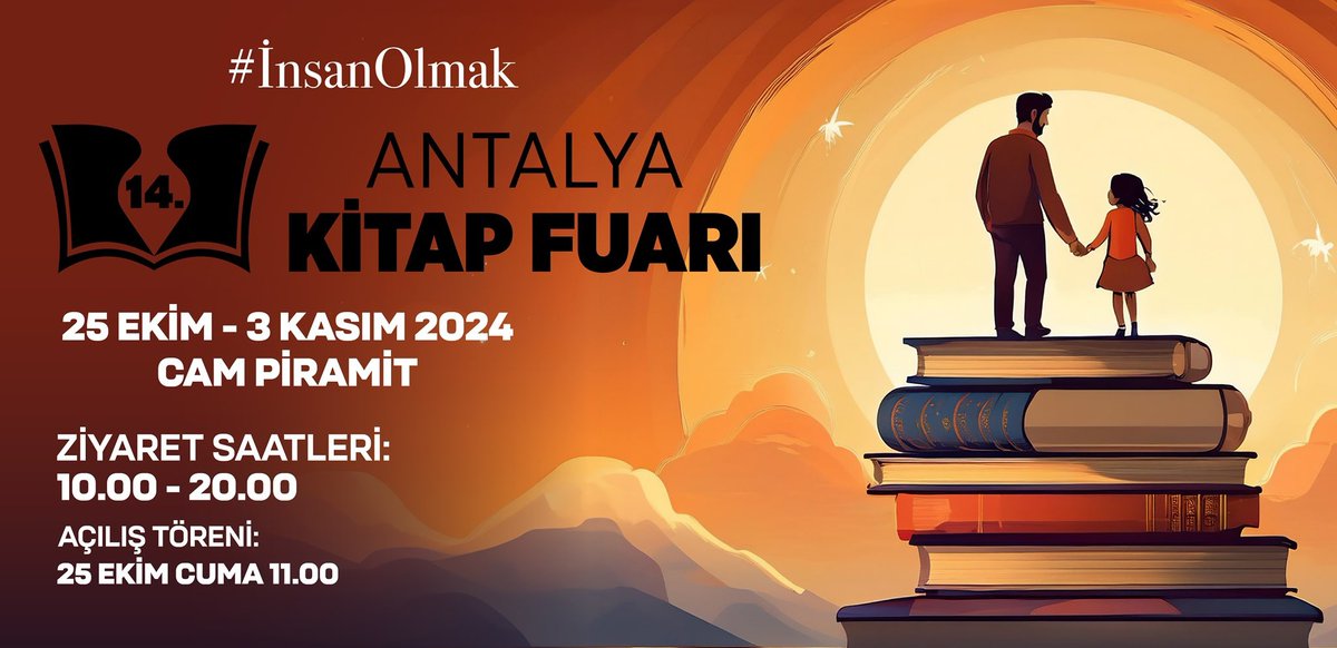14. Antalya Kitap Fuarı, bu yıl #İnsanOlmak temasıyla 25 Ekim-3 Kasım tarihlerinde Cam Piramit'te kitapseverlerle buluşacak. 📚 #Antalya #KitapFuarı