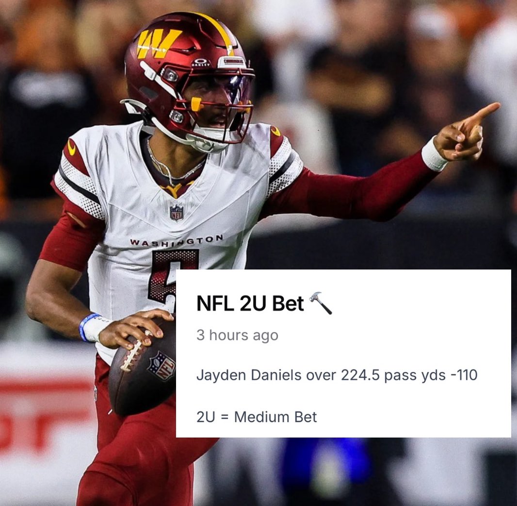 bardobets's tweet photo. Jayden Daniels flew past 224.5 passing yards like I knew he would. Ravens slowed down the run, and the Commanders were playing catch-up. π€
#BigWin #BettingSuccess #NFLBetting #CashItIn #SportsBets https://t.co/muYbCKMOoJ