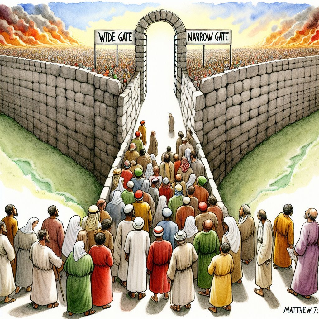 SpecialJanni's tweet image. #Mateo7:13-14

Este versículo es parte del Sermón del Monte de Jesús, que es uno de los discursos más importantes del Nuevo Testamento. En estos versículos, Jesús usa la imagen de una puerta estrecha y una puerta ancha para ilustrar el concepto de elegir el camino de la justicia