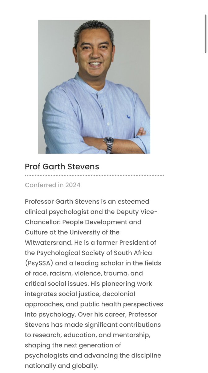 GarthStevens2's tweet photo. So appreciative of the Psychological Society of South Africa (PsySSA) conferring the Lifetime Achievement Award. Our achievements are never only our own doing, but rest on the shoulders of family, friends, colleagues, students, collaborators, and mentors! https://t.co/vI14CTmZdL