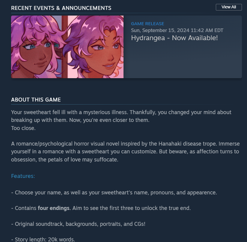 2 pic. Wish me luck in love, y'all. I think this time my virtual relationship is totally gonna work out! Just downloaded a NEW visual novel I was really curious about called Hydrangea for stream tonight. Tonight we're going in blind🌸 https://t.co/RYDY9EnRk4