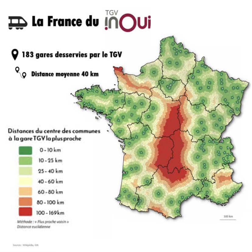 Il y a la France du TGV inOui et il y a l’autre France, celle où habitent Les Usagers du Train Clermont-Paris… c’est la grosse tache rouge au centre de la France ! 
3h30, quand tout va bien, pour faire Clermont-Paris… 
#ClermontParisEn2h30