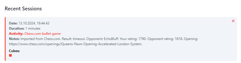 Today's progress: the tracker now imports both games from lichess and chesscom