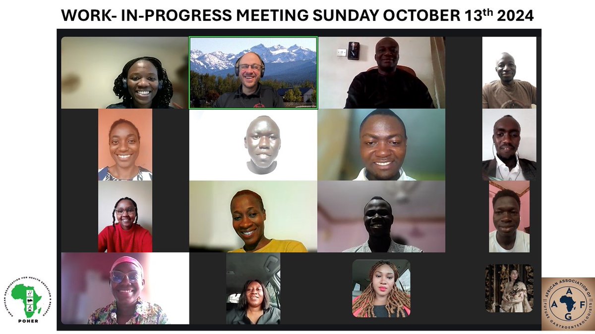 POHER (@poher_ngo) on Twitter photo What did you do today?
We had our monthly Work-In-Progress meeting: all about research
Name attendees in the picture. How many people do you recognize?
Co-Directors: <a href="/SethMBloomMDPhD/">Seth Bloom</a> <a href="/EVARISTUSC42820/">EVARISTUS CHUKWUDIKE</a>
Presenters: medical students
<a href="/KengoNathan/">Nathan Ezie Kengo</a>, Cameroon
<a href="/AutiakAngelo/">Angelo Autiak Ayii Chol</a>, Egypt What did you do today?
We had our monthly Work-In-Progress meeting: all about research
Name attendees in the picture. How many people do you recognize?
Co-Directors: <a href="/SethMBloomMDPhD/">Seth Bloom</a> <a href="/EVARISTUSC42820/">EVARISTUS CHUKWUDIKE</a>
Presenters: medical students
<a href="/KengoNathan/">Nathan Ezie Kengo</a>, Cameroon
<a href="/AutiakAngelo/">Angelo Autiak Ayii Chol</a>, Egypt