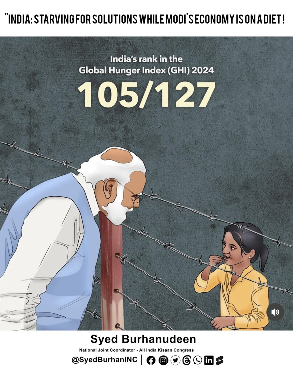 SyedBurhanTVK's tweet photo. India: where even the grains are on a diet! ๐พ๐คทโโ๏ธ
Starving under Modi or is the economy just *fasting*?
Looks like weโre waiting for acche dinโon an empty stomach !
#HungryForChange #StarvingForGrowth #ModiNomics https://t.co/MyC4BTvs08