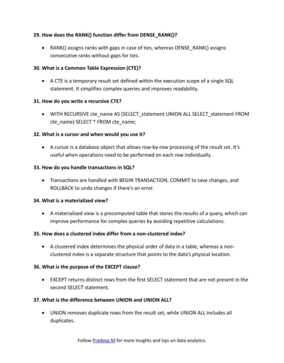 thenaijacarguy's tweet image. 6 pages of SQL interview questions and answers for your consumption.
