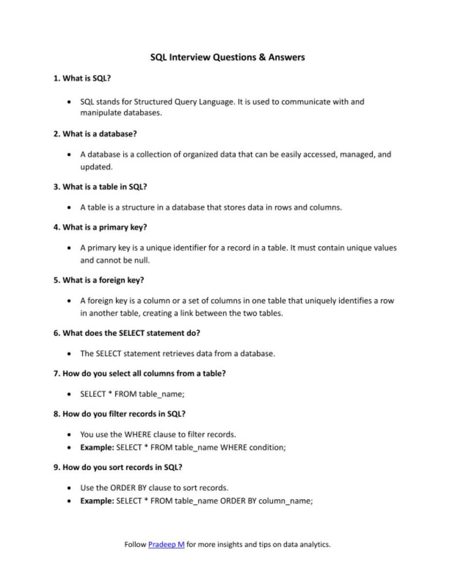 thenaijacarguy's tweet image. 6 pages of SQL interview questions and answers for your consumption.