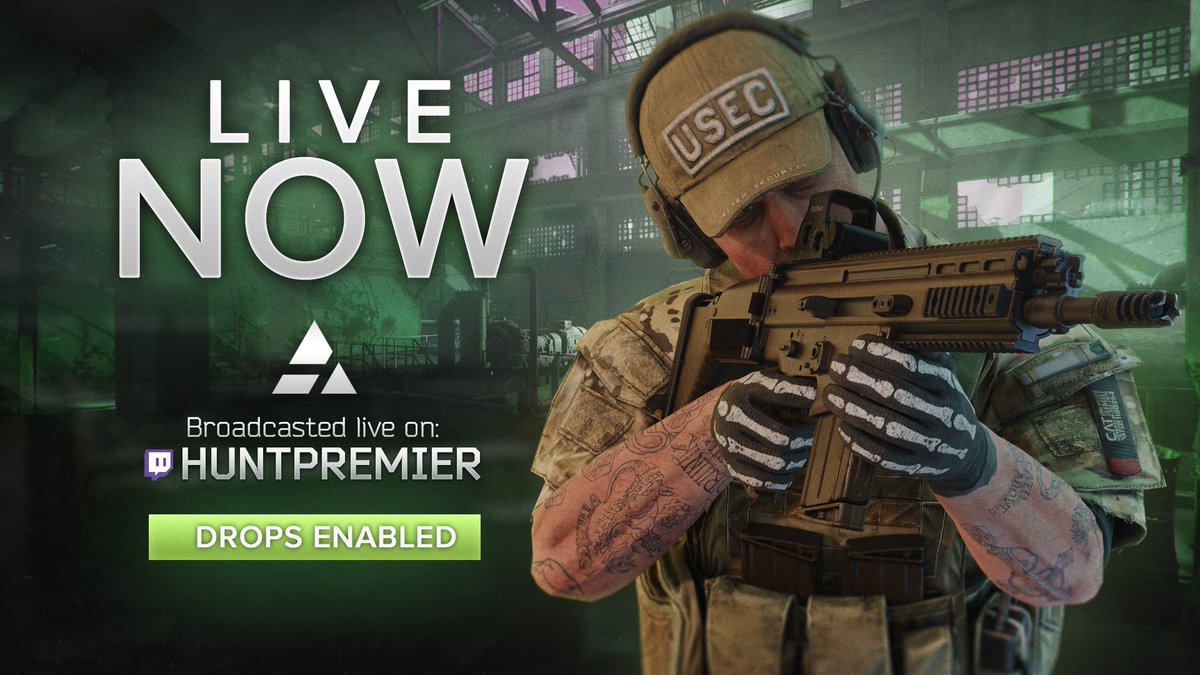 tarkov's tweet photo. Hunt Premier's AMPED Solos is back and this time on Factory!  Players will battle for their chance to take home part of the £4,000 prize pool!

The Europe region is now live with Drops Enabled on https://t.co/HDABtWOTPs

Find out who's playing on their socials: @huntpremier #EscapefromTarkov