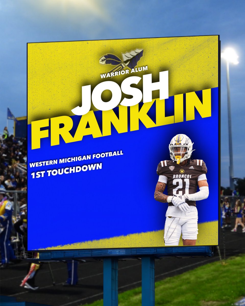 Crete-Monee High School Athletics and Activities (@cm201uathletics) on Twitter photo Congratulations to Josh Franklin for scoring his first collegiate touchdown on a fumble recovery in their 34-24 win over Akron! #GoBroncos #GoWarriors #WarriorAlum
<a href="/JoshuaDivonne/">Joshua Franklin</a>
<a href="/WMU_Football/">Western Michigan Football</a>
<a href="/CreteMoneeFB/">Crete-Monee Football</a> Congratulations to Josh Franklin for scoring his first collegiate touchdown on a fumble recovery in their 34-24 win over Akron! #GoBroncos #GoWarriors #WarriorAlum
<a href="/JoshuaDivonne/">Joshua Franklin</a>
<a href="/WMU_Football/">Western Michigan Football</a>
<a href="/CreteMoneeFB/">Crete-Monee Football</a>