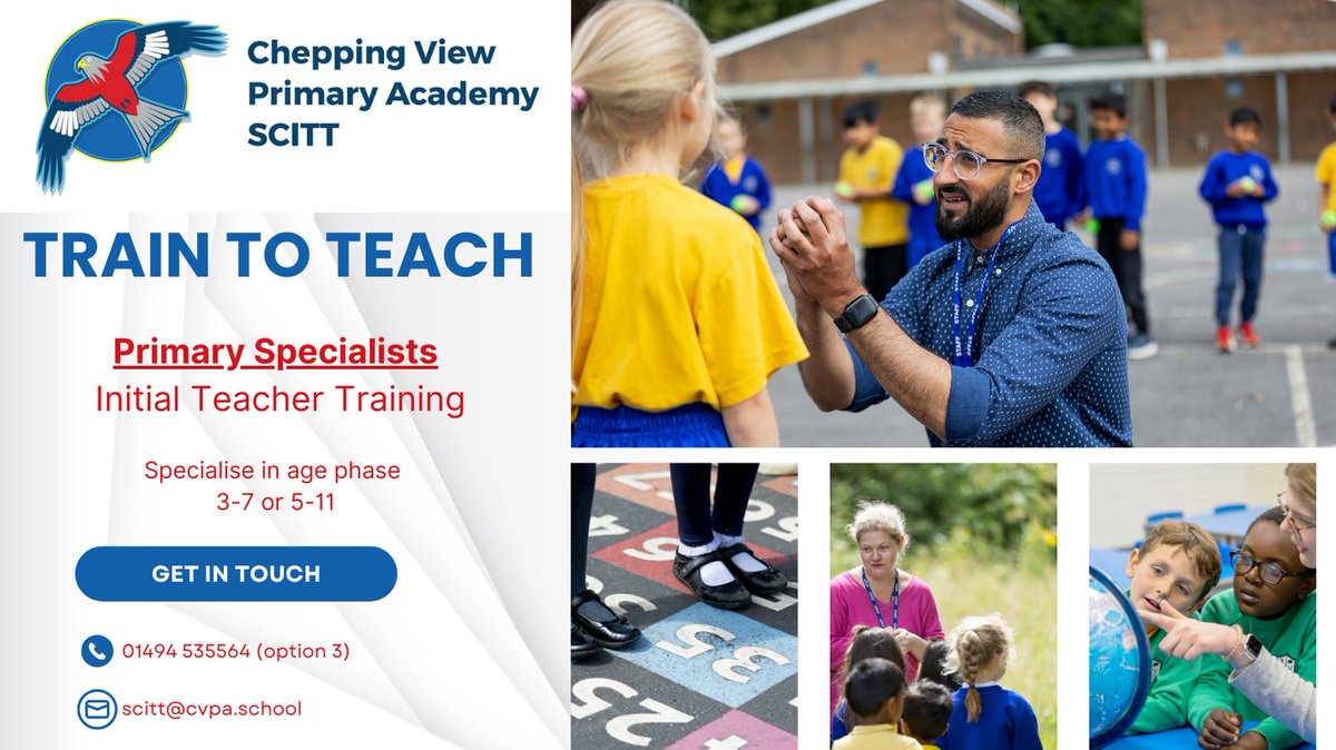 Are you considering a career change? Thinking about next steps after study? Planning to make the transition from TA to Teacher?

Find out more about our Primary Teacher Training programme at our open evening on Thursday 18th October, 4pm-5pm.

Email us to book your space today!