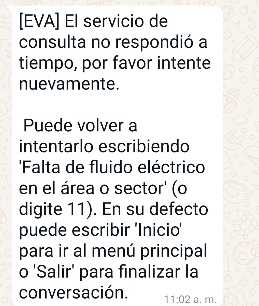 María Xhuu (@mary1chu) on Twitter photo Buenos dias señores de <a href="/ENSApanama/">ENSA - Grupo EPM</a> . Estoy tratando de reportar falta de fluido eléctrico en Villa Zaita y parece que su servicio automático no está disponible..
Que hacemos? Gracias Buenos dias señores de <a href="/ENSApanama/">ENSA - Grupo EPM</a> . Estoy tratando de reportar falta de fluido eléctrico en Villa Zaita y parece que su servicio automático no está disponible..
Que hacemos? Gracias