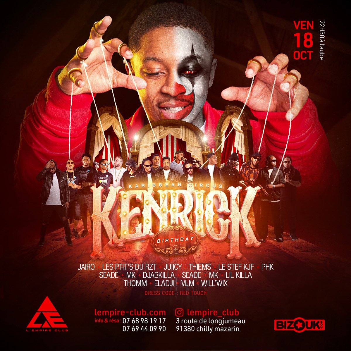 WAGWAN ! 

Nous sommes déjà à J-5 du "KENRICK BIRTHDAY"🎪. Un plateau d’artistes incroyables ! ✨

Tu as encore le temps de prendre ta prévente ! my.bizouk.com/dj-kenrick-bir…