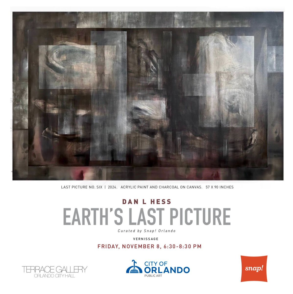 SAVE THE DATE!  NOVEMBER 8, 2024.
DAN L HESS AT ORLANDO CITY HALL GALLERY

Snap! Orlando in collaboration with Public Art, City of Orlando, presents EARTH’S LAST PICTURE. RSVP: givebutter.com/The_Forever_Mo…