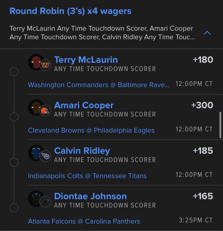 1U round Robin ATD #NFL Week 6

McLaurin
Cooper
Ridley 
Johnson