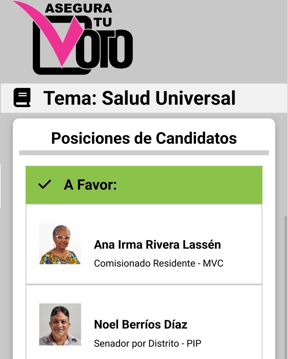 aseguratuvoto's tweet photo. Hemos actualizado la página con las posiciones a varios temas de los candidatos que participaron en debates esta semana pasada.

Para más info sobre sus candidatos de su papeleta: https://t.co/t0aihS3vFt

Para más detalles sobre la actualización: https://t.co/asoP6EHC4P https://t.co/Wuh4x1Wy8O