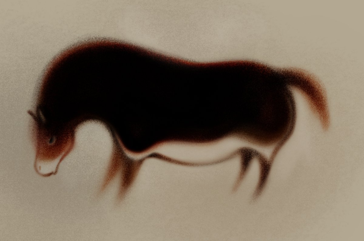 cave painting horse still on my mind. made a brush to draw them faster