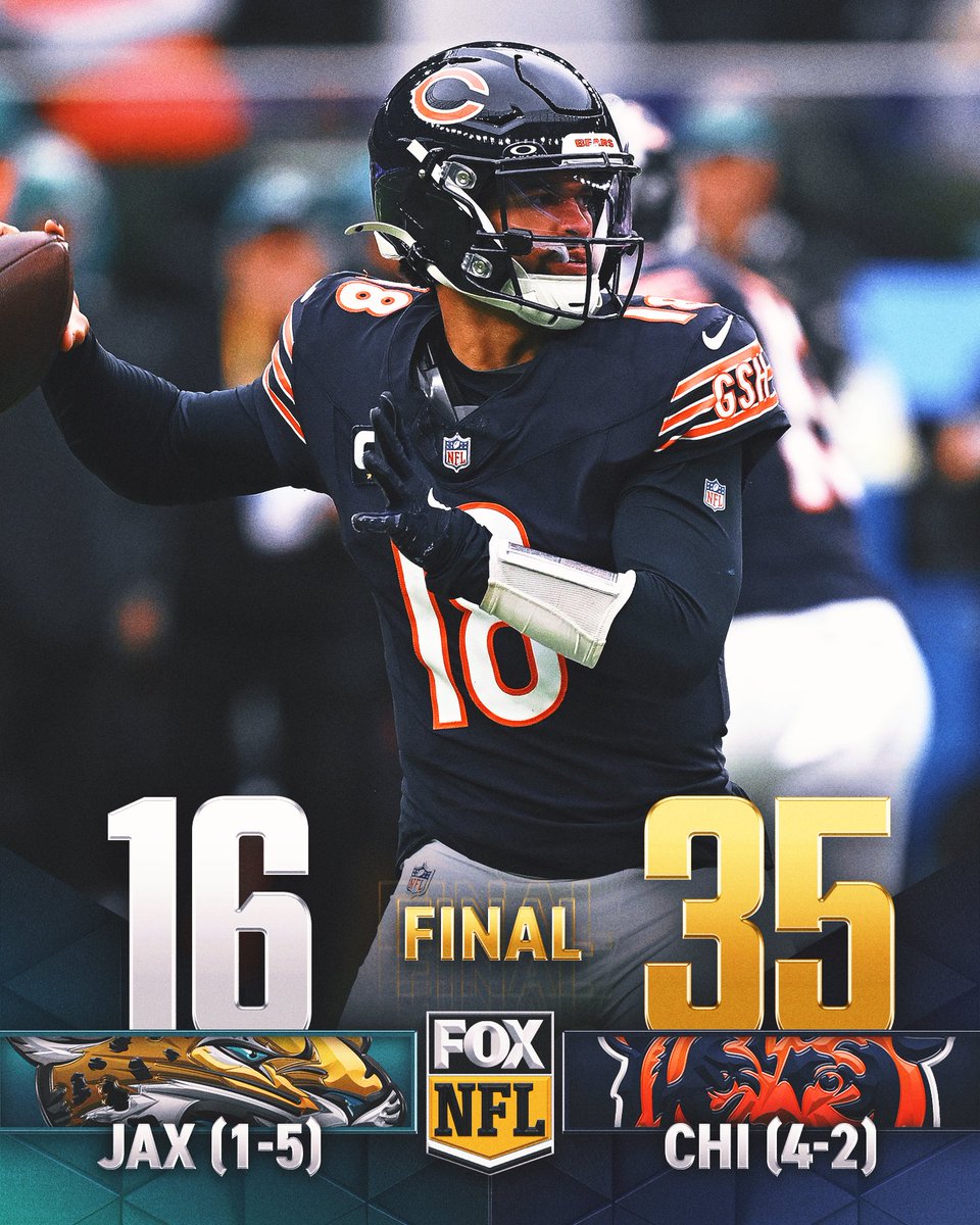 The <a href="/ChicagoBears/">Chicago Bears</a> are 4-2 after Caleb Williams throws 4 TDs in London! 😎